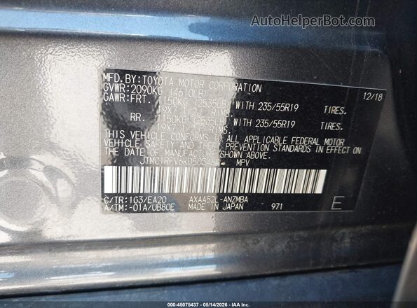 JTMC1RFV6KD503464 2019 TOYOTA RAV4 Gray Widok komory silnika