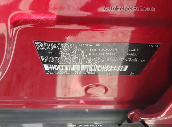 JTMDFREV5GJ058151 2016 TOYOTA LIMITED Burgundy ძრავის განყოფილების ხედი