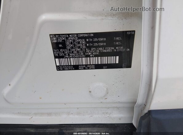JTMDJREV2HD076282 2017 TOYOTA LIMITED White Engine compartment view