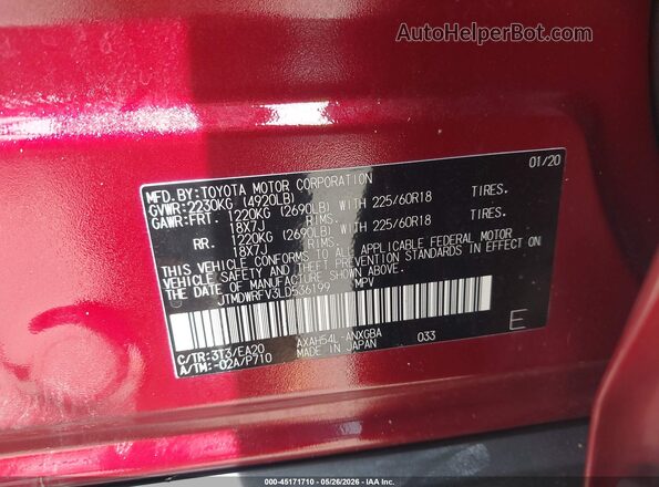 JTMDWRFV3LD536199 2020 TOYOTA RAV4 HYBRID Red Engine compartment view