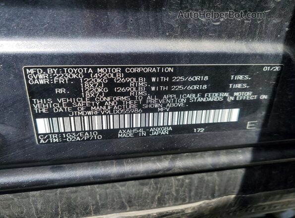 JTMDWRFV9LD055986 2020 TOYOTA LIMITED Gray Вид наклейки з VIN-кодом
