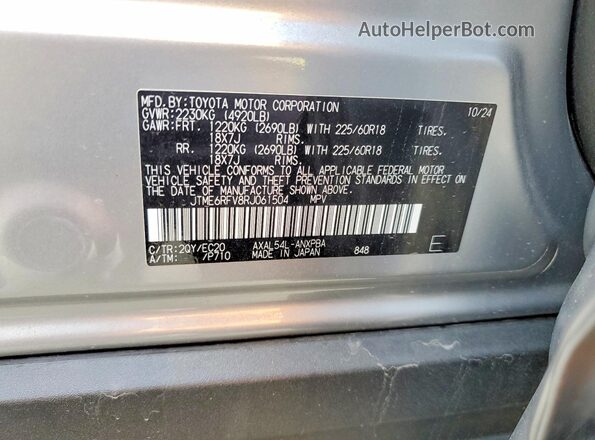 JTME6RFV8RJ061504 2024 TOYOTA RAV4 Silver VIN sticker view