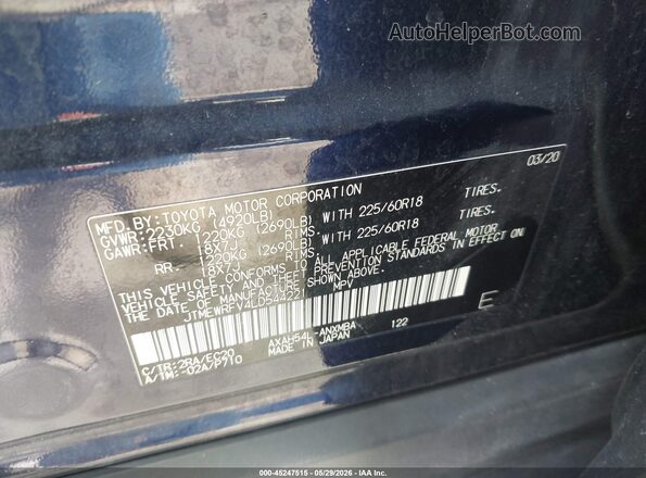 JTMEWRFV4LD544221 2020 TOYOTA RAV4 HYBRID Blue ძრავის განყოფილების ხედი