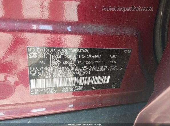 JTMF1RFV0MD079649 2021 TOYOTA RAV4 Red Engine compartment view