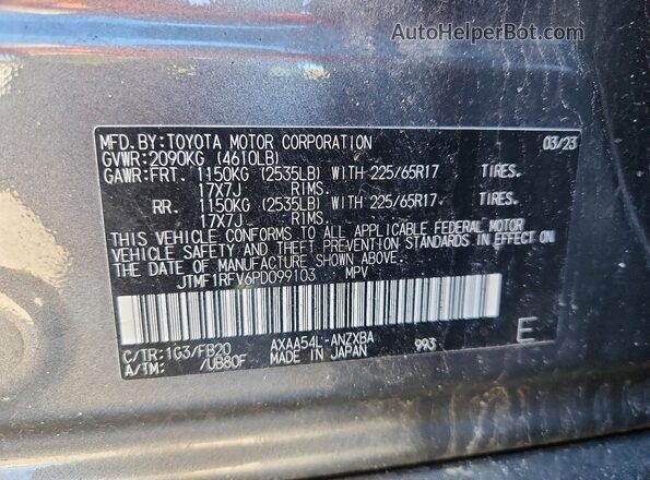 JTMF1RFV6PD099103 2023 TOYOTA LE Gray VIN կոդի պիտակի տեսք