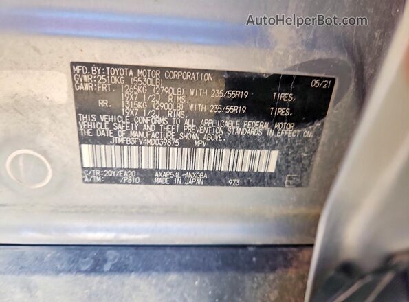 JTMFB3FV4MD039875 2021 TOYOTA RAV4 Gray 