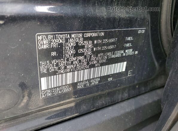 JTMG1RFV1LD529294 2020 TOYOTA RAV4 Black სალონის 360-გრადუსიანი ხედი