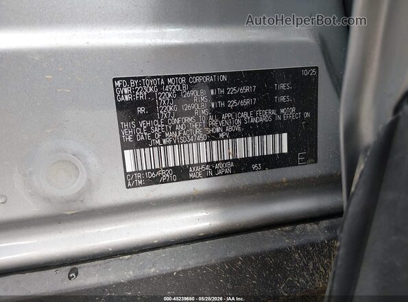 JTMLWRFV1SD347450 2025 TOYOTA RAV4 HYBRID Silver Widok komory silnika