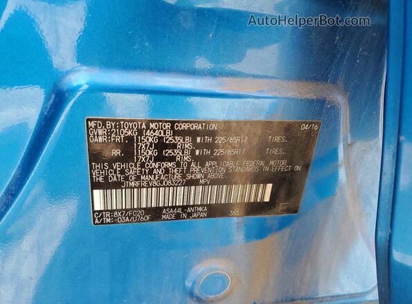 JTMRFREV8GJ083227 2016 TOYOTA RAV4 Blue 