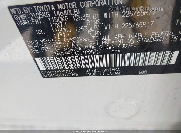 JTMRFREVXGJ102540 2016 TOYOTA RAV4 White Engine compartment view
