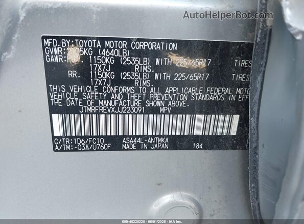 JTMRFREVXJJ223091 2018 TOYOTA RAV4 Silver Engine compartment view
