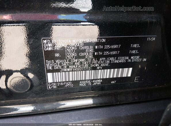 JTMRWRFV4SD277713 2025 TOYOTA RAV4 HYBRID Black Vista del compartimento del motor