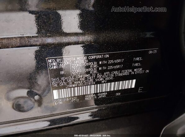 JTMRWRFV8SJ074194 2025 TOYOTA RAV4 HYBRID Black Engine compartment view