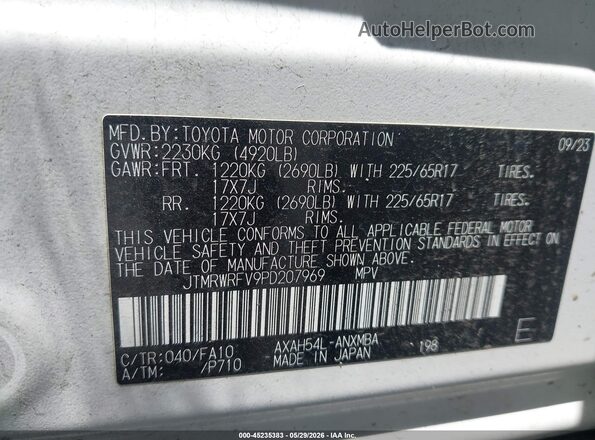 JTMRWRFV9PD207969 2023 TOYOTA RAV4 HYBRID White Engine compartment view