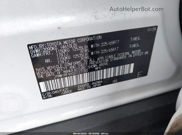 JTMW1RFV6SD127183 2025 TOYOTA RAV4 White Engine compartment view