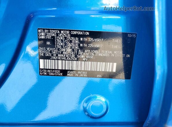 JTMZFREV4GJ063508 2016 TOYOTA RAV4 Blue 
