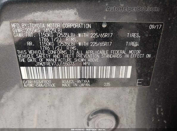 JTMZFREV7JJ155073 2018 TOYOTA RAV4 Black Vista del compartimento del motor