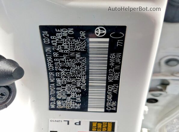 JTND4MBE9R3229063 2024 TOYOTA LL White Շարժիչի բաժամունքի տեսք