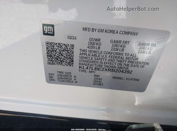 KL47LBE2XRB204392 2024 BUICK OTHER White ძრავის განყოფილების ხედი