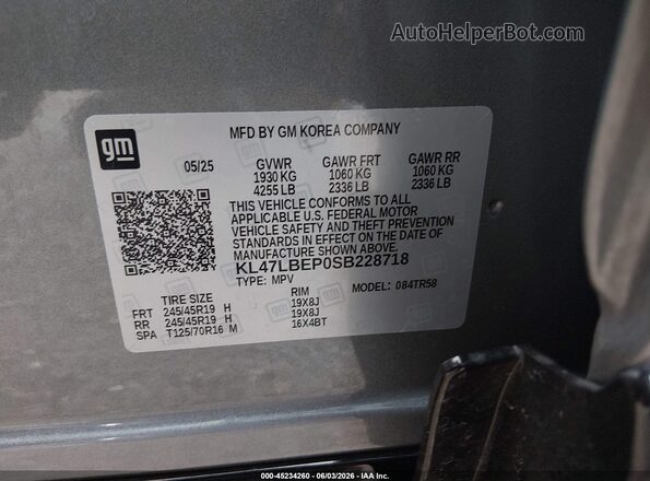 KL47LBEP0SB228718 2025 BUICK OTHER Gray Շարժիչի բաժամունքի տեսք