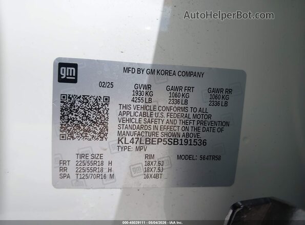 KL47LBEP5SB191536 2025 BUICK OTHER White Շարժիչի բաժամունքի տեսք