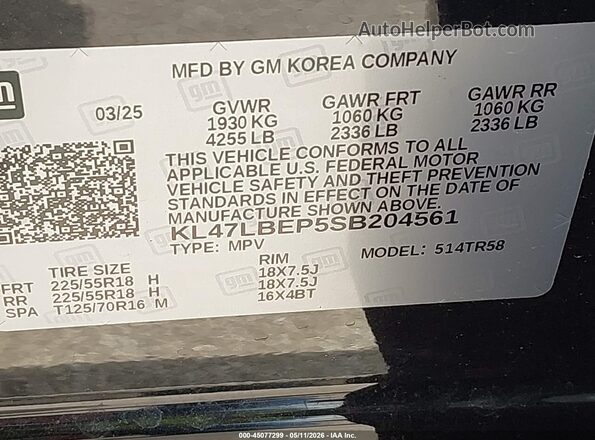 KL47LBEP5SB204561 2025 BUICK OTHER Black Вид підкапотного простору