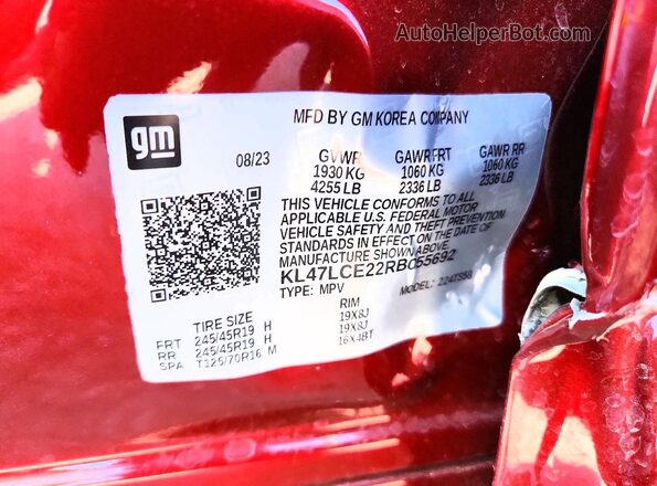 KL47LCE22RB055692 2024 BUICK OTHER Maroon VIN կոդի պիտակի տեսք