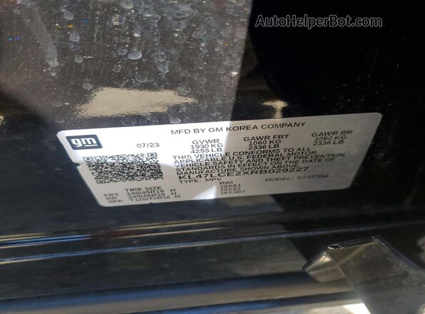 KL47LCE2XRB029227 2024 BUICK OTHER Black VIN კოდის სტიკერის ხედი