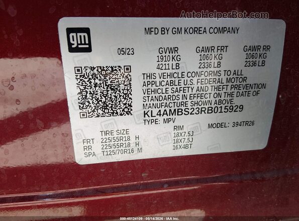 KL4AMBS23RB015929 2024 BUICK ENCORE Red Vista del compartimento del motor