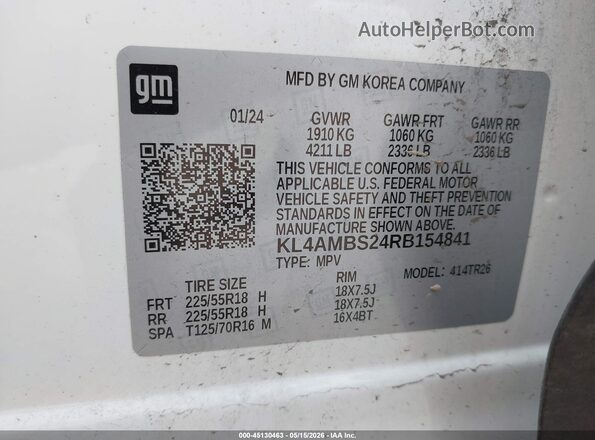 KL4AMBS24RB154841 2024 BUICK ENCORE White Widok komory silnika