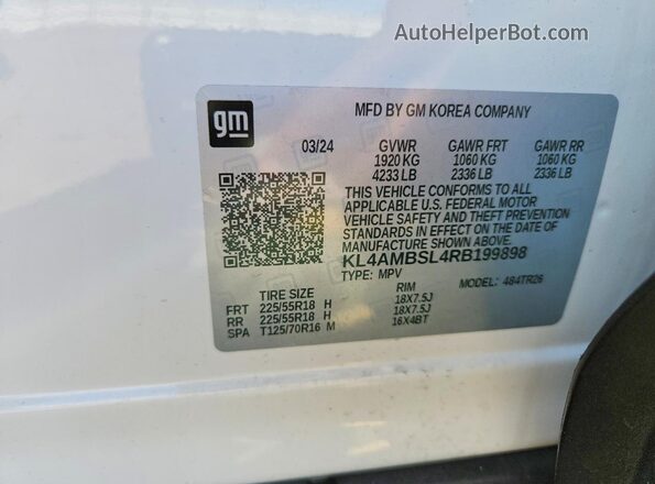 KL4AMBSL4RB199898 2024 BUICK ENCORE White Панорамний вид салону 360°
