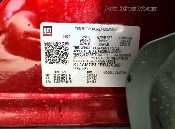 KL4AMCSL2RB176366 2024 BUICK ENCORE Red Панорамний вид салону 360°