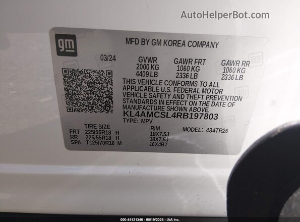 KL4AMCSL4RB197803 2024 BUICK ENCORE White ძრავის განყოფილების ხედი