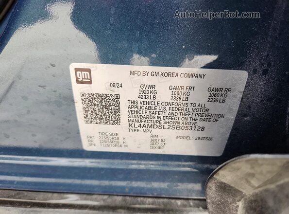 KL4AMDSL2SB053128 2025 BUICK ENCORE Blue Widok naklejki z numerem VIN