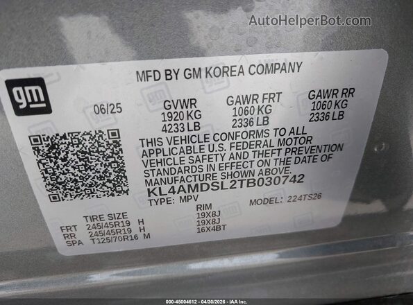 KL4AMDSL2TB030742 2026 BUICK ENCORE Gray Widok komory silnika