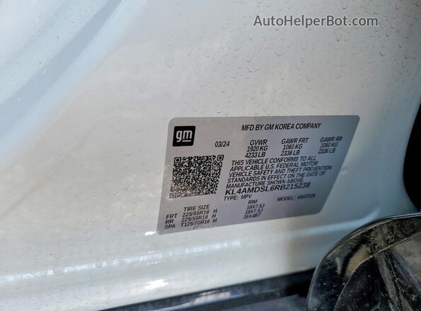 KL4AMDSL6RB215238 2024 BUICK ENCORE White Widok naklejki z numerem VIN