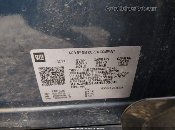 KL4AMESL4RB103043 2024 BUICK ENCORE Синий Вид подкапотного пространства