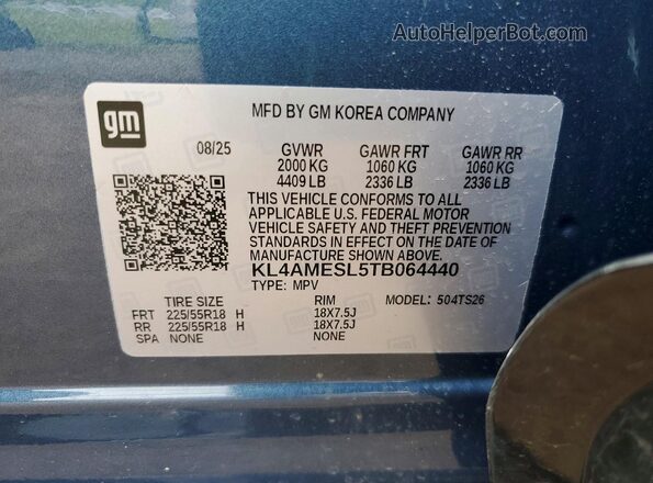 KL4AMESL5TB064440 2026 BUICK ENCORE Синий Вид наклейки с VIN-кодом