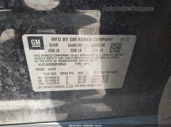 KL4CJASB3HB109545 2017 BUICK ENCORE Black Շարժիչի բաժամունքի տեսք