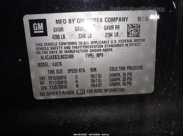 KL4CJASB3LB032409 2020 BUICK ENCORE Black 
