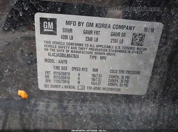 KL4CJASB5LB047624 2020 BUICK ENCORE Black 