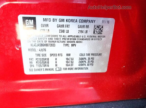 KL4CJASB6HB073933 2017 BUICK ENCORE Red 