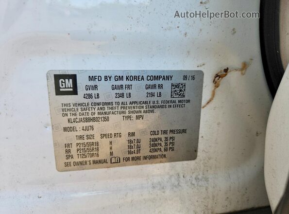 KL4CJASB8HB021350 2017 BUICK ENCORE Белый Вид подкапотного пространства