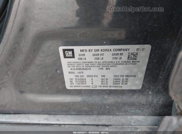 KL4CJASB9JB508319 2018 BUICK ENCORE Gray Vista del compartimento del motor