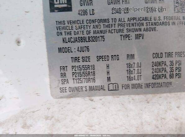 KL4CJASB9LB320175 2020 BUICK ENCORE White Շարժիչի բաժամունքի տեսք