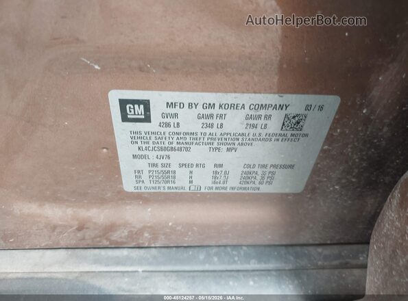 KL4CJCSB0GB648702 2016 BUICK ENCORE Brown Engine compartment view