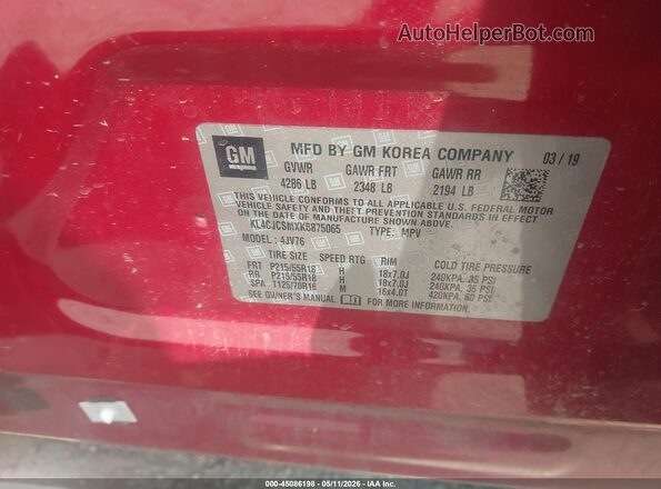 KL4CJCSMXKB875065 2019 BUICK ENCORE Red Engine compartment view