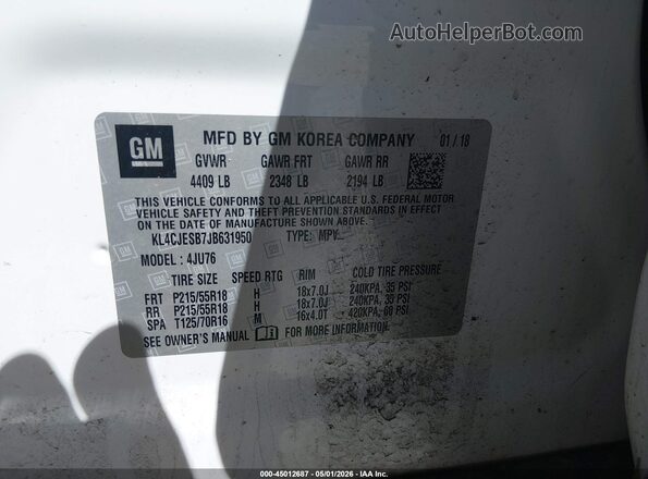 KL4CJESB7JB631950 2018 BUICK ENCORE Белый 