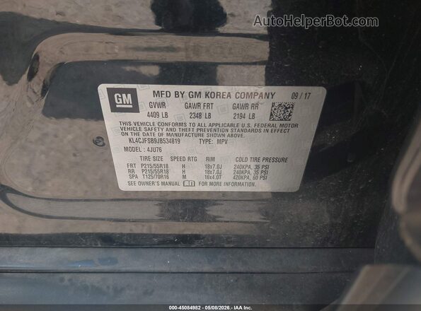KL4CJFSB9JB534819 2018 BUICK ENCORE Black Engine compartment view