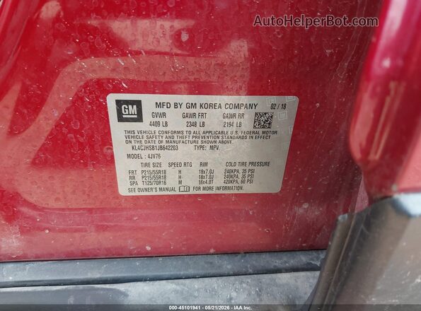 KL4CJHSB1JB642203 2018 BUICK ENCORE Red Շարժիչի բաժամունքի տեսք